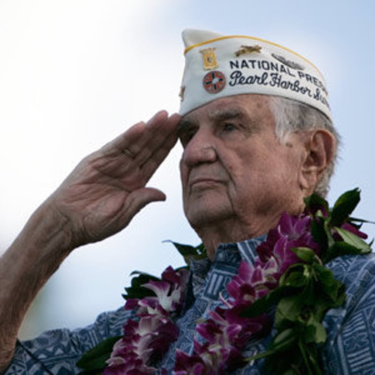 Pearl Harbor Survivors' President William Muelhieb at the Valor in the Pacific National Monument in Honolulu, Hawaii on Wednesday.
