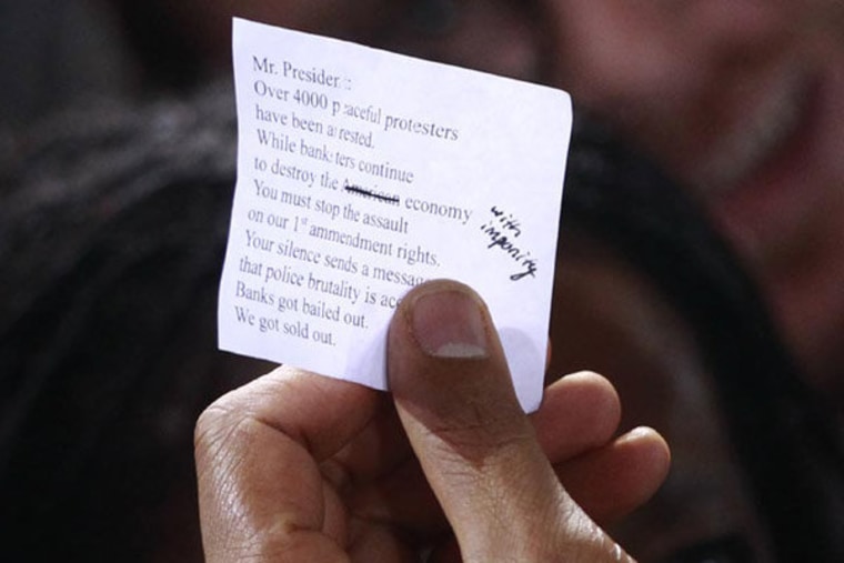 A close-up of the note to President Obama.