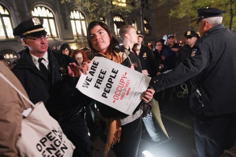 Protesters re-entering New York City's Zuccotti Park on Tuesday.
