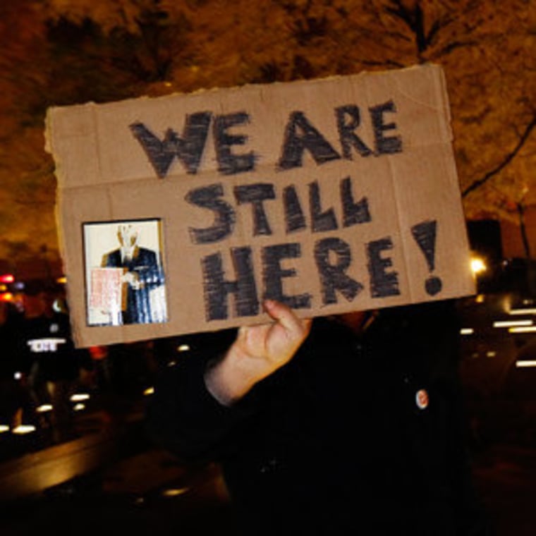 An Occupy Wall Street demonstrator in Zuccotti Park on Tuesday.