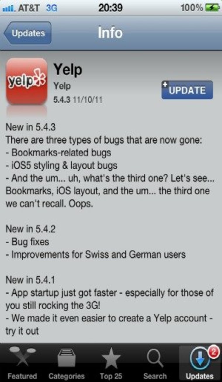 If you have Yelp on your iPhone, this is in your updates right now
