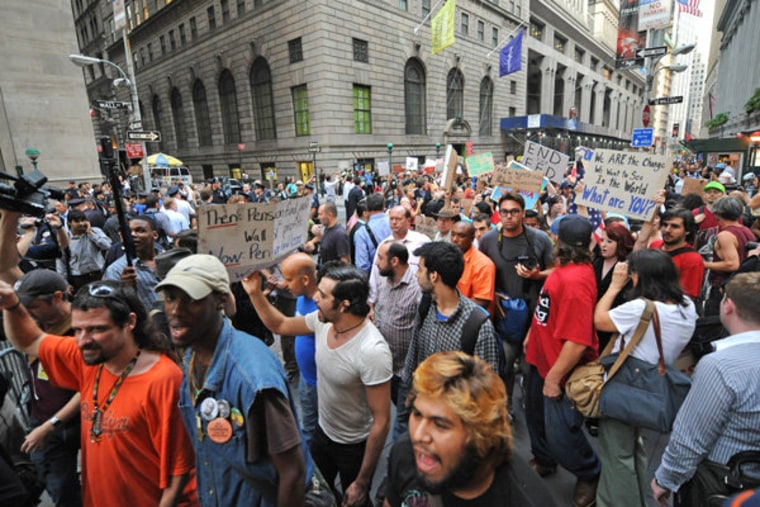 Protesters heading towards the New York Stock Exchange on Monday, September 26.