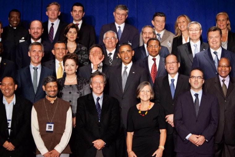 President Obama caught off guard during a picture with leaders at the United Nations on Tuesday,