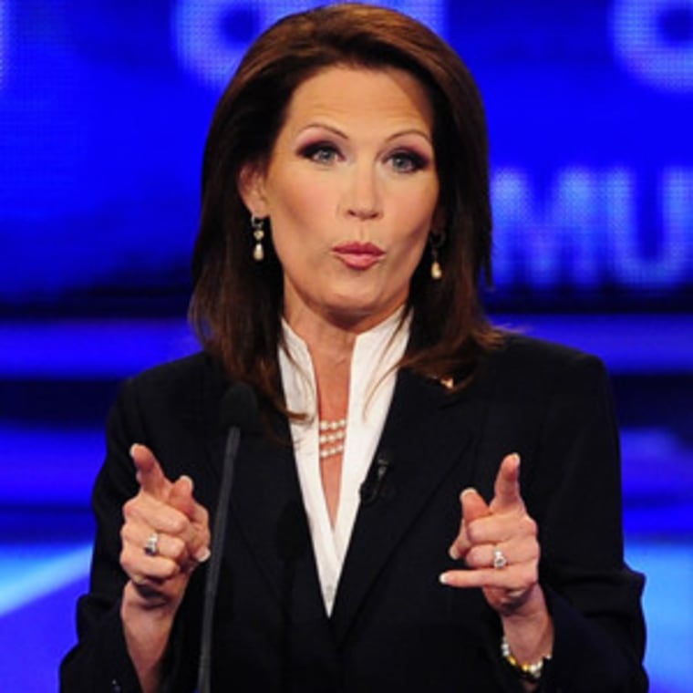 Rep.Michele Bachmann speaking at the GOP debate in Manchester, New Hampshire on Monday.