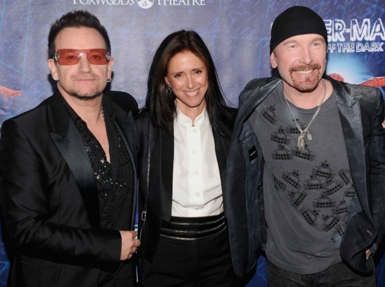 Bono, former 'Spider-man' director Julie Taymor, & The Edge at tonight's opening