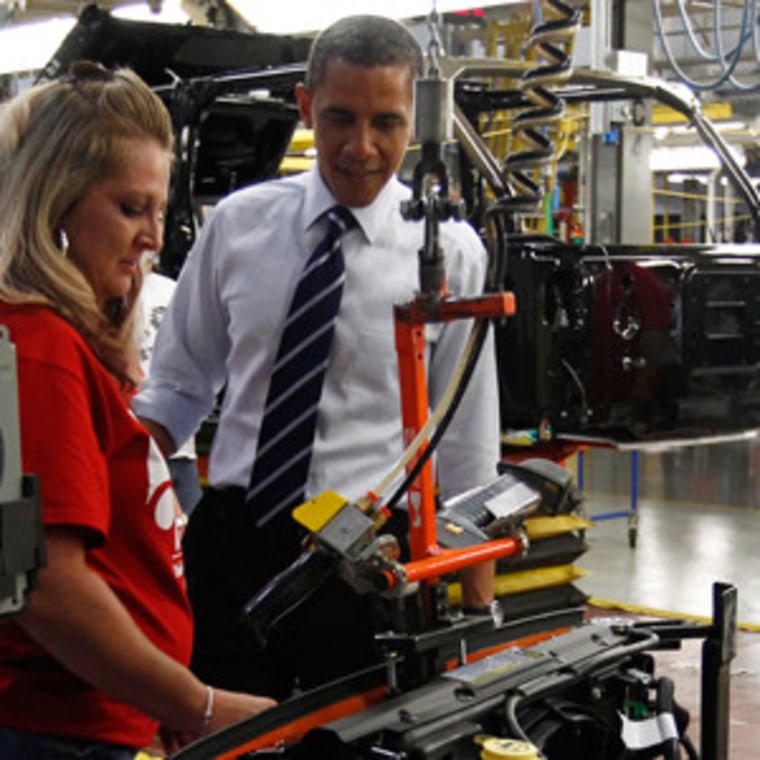 President Obama touring a Chrysler plant in Toledo, Ohio on Friday.