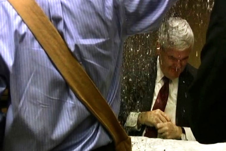 Newt Gingrich hit with glitter