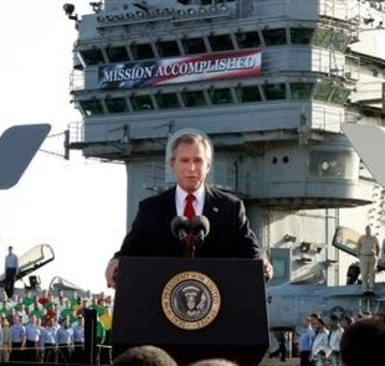 Andrew Card was Pres. George W. Bush's Chief of Staff during the \"Mission Accomplished\" speech. (May 1, 2003 aboard USS Abraham Lincoln)