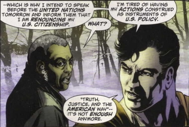 The pivotal scene where Superman decides to renounce his U.S. citizenship