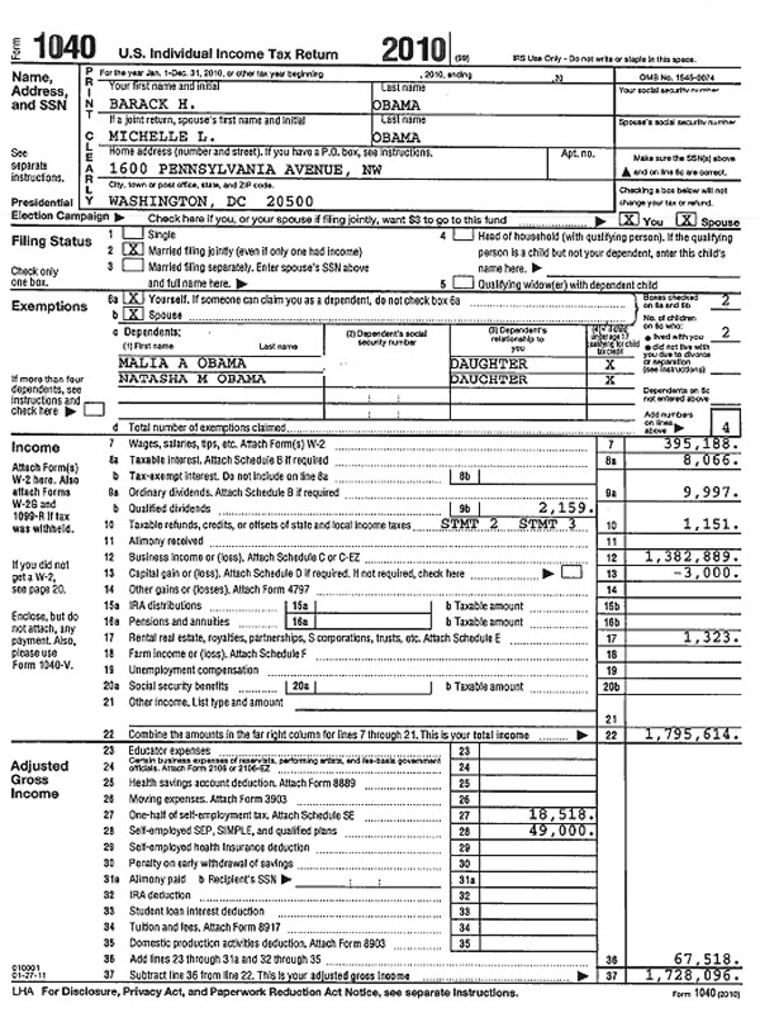 The Obamas paid $453,770 in taxes