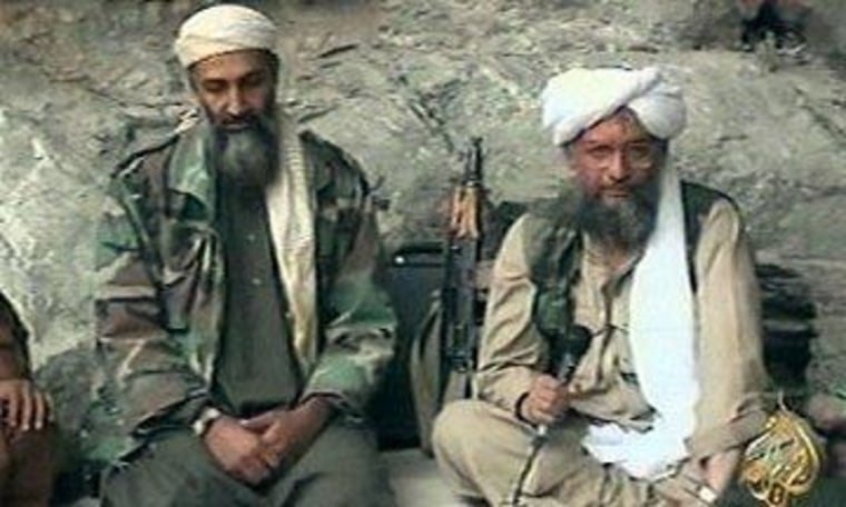 Osama bin Laden with al Qaeda's nominal leader, Ayman al-Zawahiri