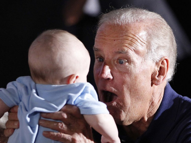 Vice President Joe Biden courting future voters (AP Photo/Stacy Bengs)
