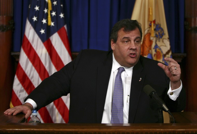 In this photo provided by the Office of the Governor of New Jersey, Gov. Chris Christie speaks at a news conference at New Jersey's State House on Wednesday, Jan. 2, 2013. (AP Photo/New Jersey Governor's Office, Tim Larsen)