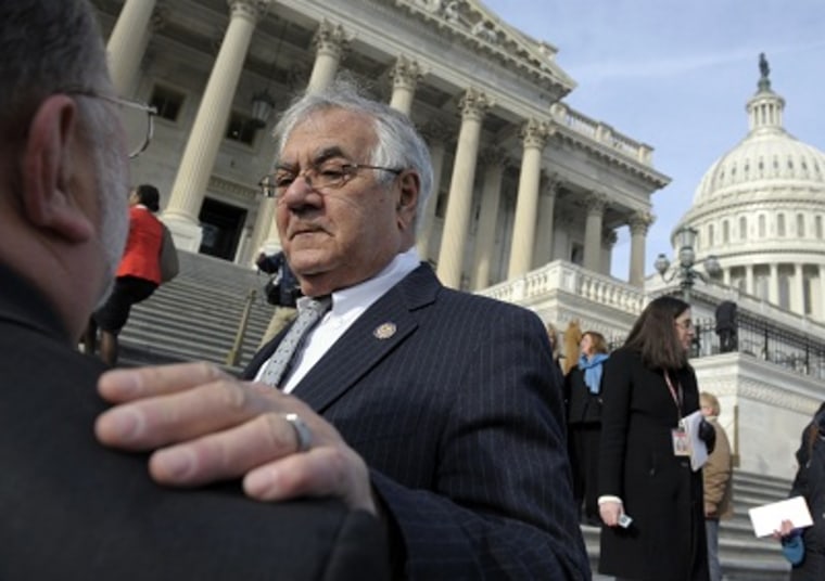 Retiring Rep. Barney Frank, D-Mass. talks on Capitol Hill in Washington, Thursday, Jan. 3, 2013, prior to the start of the 113th Congress. (Photo by Cliff Owen/AP Photo)