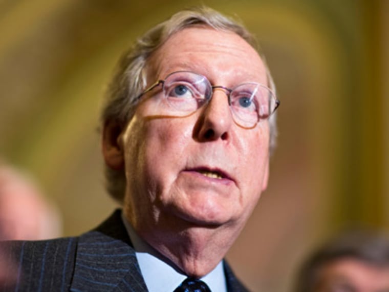 Senate Minority Leader Mitch McConnell speaks with reporters at the Capitol in Washington on Tuesday, Jan. 22, 2013. (Photo by J. Scott Applewhite/AP)