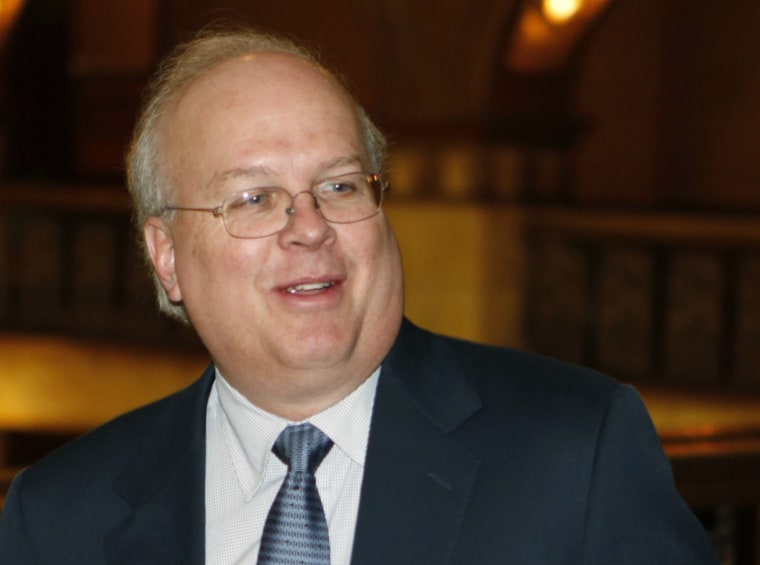 FILE- In this June 1, 2011, file photo, GOP strategist Karl Rove arrives at the Brown Palace Hotel in Denver , where he addressed Republicans at a fund raising luncheon.  (AP Photo/Ed Andrieski, File)