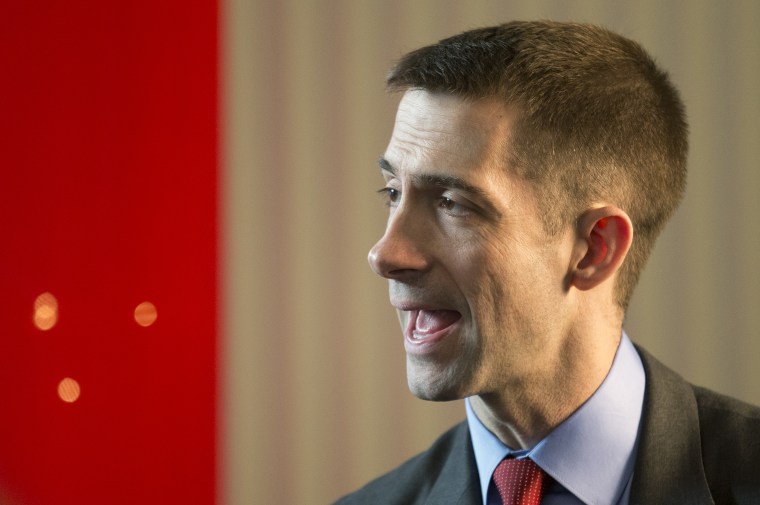 Rep. Tom Cotton, R-Ark., attends the 40th annual Conservative Political Action Conference in National Harbor, Md., Thursday, March 14, 2013.  (AP Photo/Manuel Balce Ceneta)
