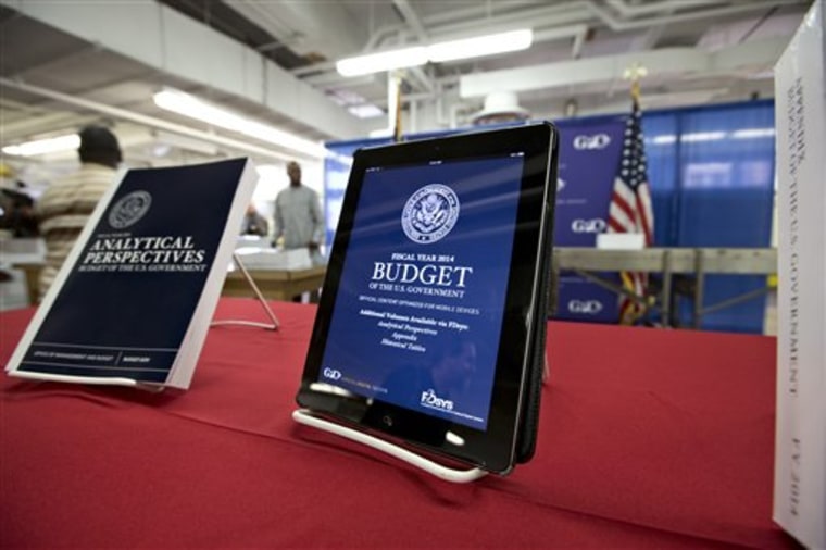 President Barack Obama's proposed budget plan, available on iPad. (AP Photo/J. Scott Applewhite)