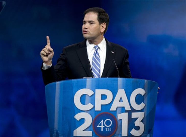 Sen. Marco Rubio: Gang of 8 member and Mickey Kaus target. (Credit: Ron Sachs / CNP Photo by: Ron Sachs/picture-alliance/dpa/AP Images)