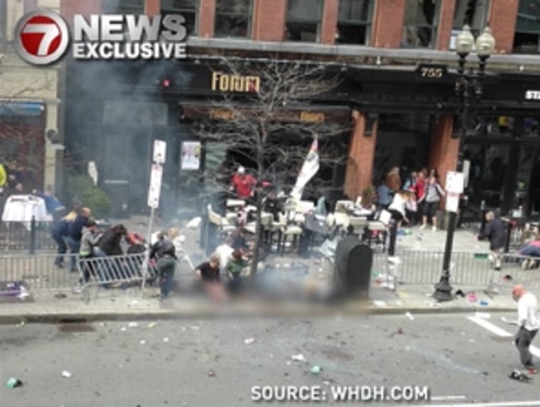 A viewer sent this photo of the race route after a bomb went off at the Boston Marathon to NBC News station affiliate WHDH. The FBI is examining this and other photos from the public in its search for information about Monday’s explosions. Source: WHDH