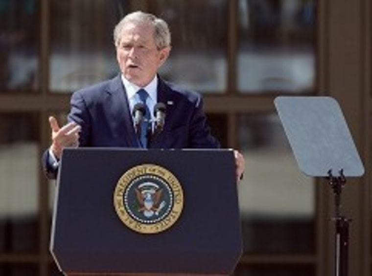 Former President George W. Bush speaks during the opening ceremony of the George W. Bush Presidential Center April 25, 2013 in Dallas, Texas. (Photo by Kevork Djansezian/Getty Images)