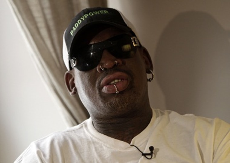 Former U.S. basketball star Dennis Rodman speaks during an interview with The Associated Press, Wednesday, March 13, 2013. (Photo by Riccardo De Luca/AP)