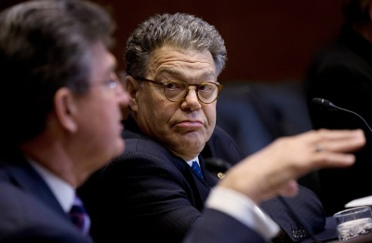 Sen. Al Franken (D-MN) listens during a Senate Committee meeting March 21, 2013 in Washington, DC. (Photo by Win McNamee/Getty Images)