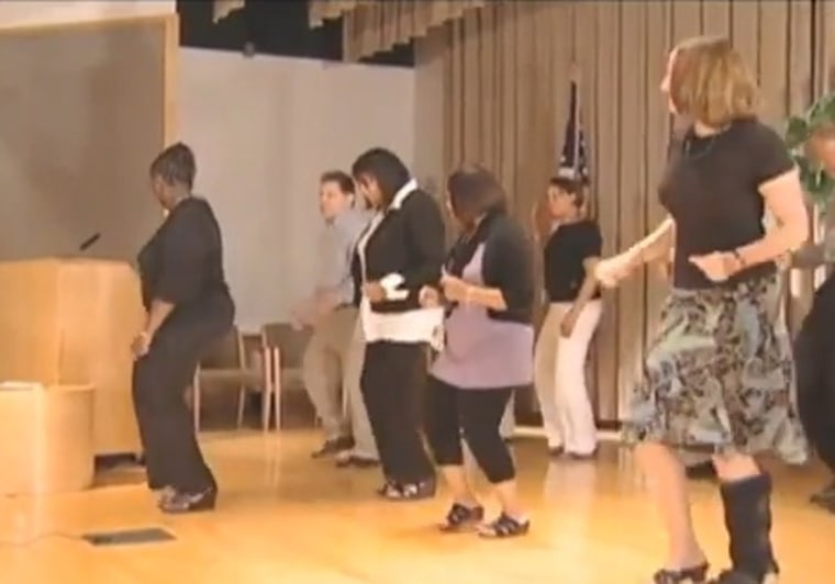 According to a new report by the Treasury Department's IG, the IRS spent $50,187 to make videos at a conference in 2010 in Anaheim, Calif. The videos included footage of employees doing the \"Cupid Shuffle.\" A screengrab of the video showing employees...