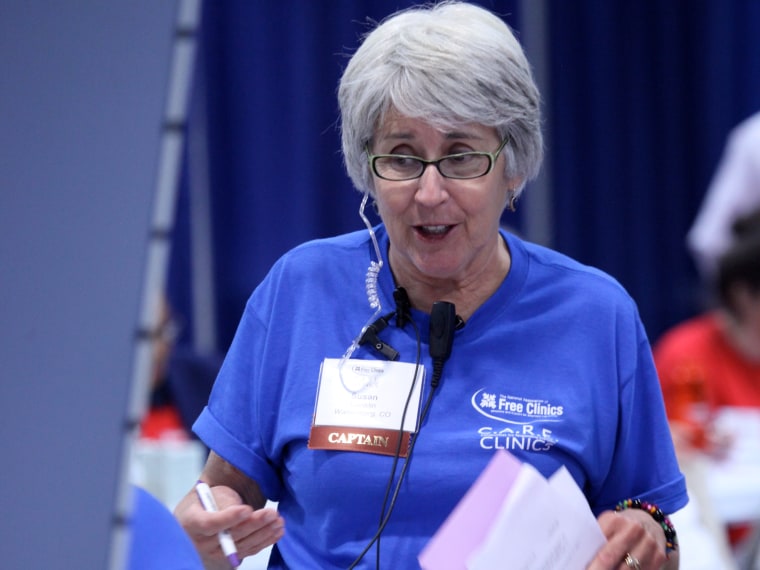 Susan Buechel Conklin volunteers at one of the NAFC Clinics (Image provided by NAFC)