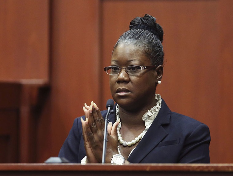 Trayvon Martin's mother, Sybrina Fulton, takes the stand during George Zimmerman's trial in Seminole circuit court in Sanford, Florida July 5, 2013. Zimmerman has been charged with second-degree murder for the 2012 shooting death of Trayvon Martin.   ...
