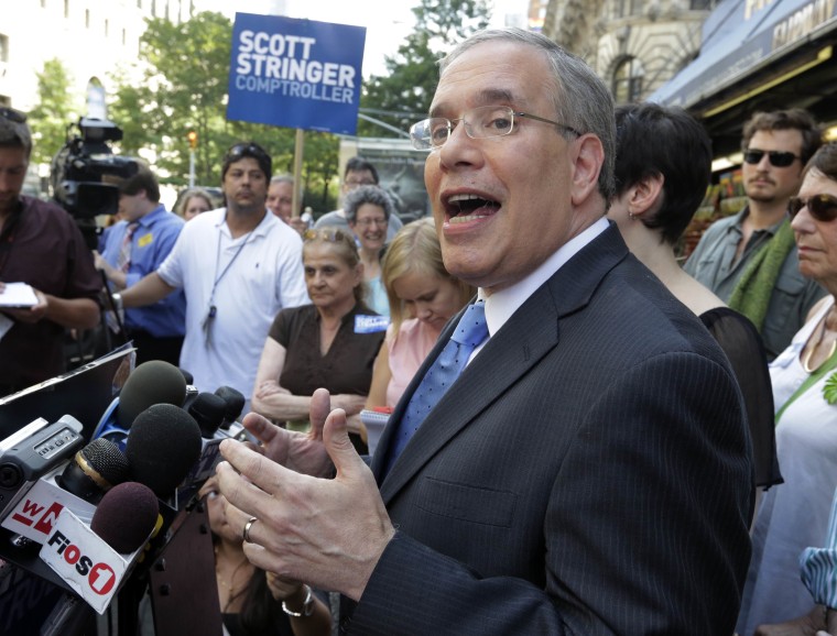Manhattan Borough President Scott Stringer speaks at a news conference on New York's Upper West Side,  Monday, July 8, 2013. Stringer has been the most prominent among the contenders to become New York City's next fiscal chief. He's raised more than $3...