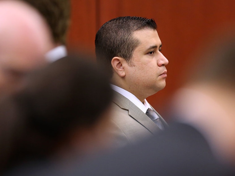 George Zimmerman watches the jury arrive in the courtroom during  the 21st day of his trial in Seminole circuit court, July 9, 2013 in Sanford, Florida.  (Photo by Joe Burbank/Pool/Getty Images)