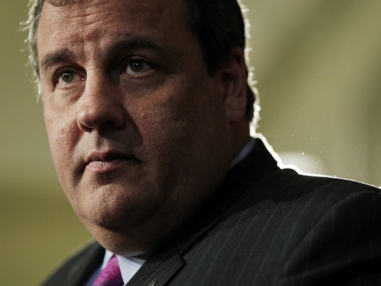 New Jersey Governor Chris Christie speaking at a news conference at the Statehouse on October 4, 2011 in Trenton, New Jersey. (Photo by Jeff Zelevansky/Getty Images)