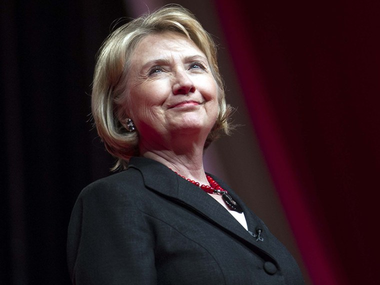 This July 16, 2013 file photo shows former Secretary of State Hillary Rodham Clinton addressing the 51st Delta Sigma Theta National Convention in Washington. (Photo by Cliff Owen/AP)