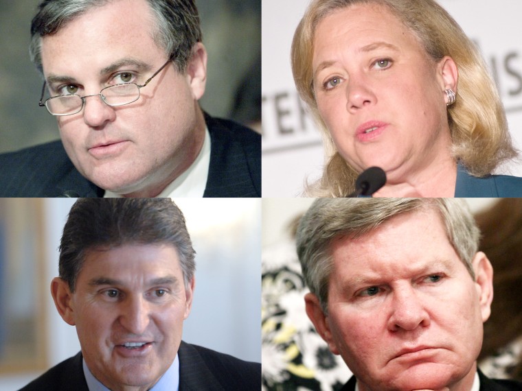 This combination shows file photos: (L) Sen. Mark Pryor, D-Ark., (Photo by Charles Dharapak/AP Photo, File) (R) Mary L. Landrieu  (Photo by Kris Connor/Getty Images, File)  (L, Bottom) Gov. Joe Manchin (Photo by Jeff Gentner/AP Photo, File) (R, Bottom)...