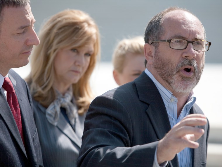 File Photo: Rev. Patrick Mahoney (R) of the Christian Defense Coalition, with other abortion opponents, speaks at a news conference outside the U.S. Supreme Court to condemn the killing of Dr. George Tiller on June 1, 2009 in Washington, DC. Tiller, a...