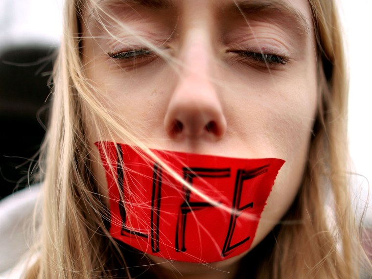 File Photo: Brooke Amabile, 15, of Kansas City, Missouri, joined thousands of anti-abortion demonstrators participating in the \"March for Life\" in front of the Supreme Court building January 22, 2008 in Washington, DC. The march marked the 35th...
