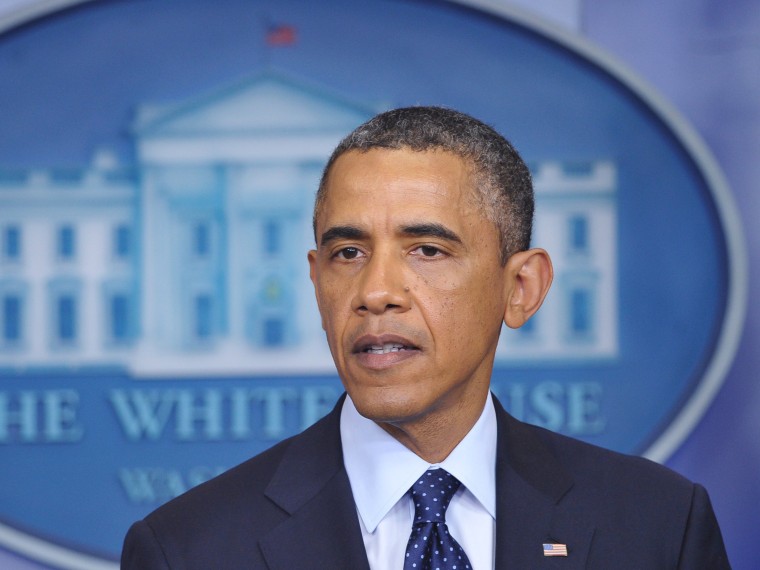 US President Barack Obama speaks on the Boston marathon explosions on April 15, 2013 in the Brady Briefing Room of the White House in Washington, DC.  Many people were injured following two large explosions which struck near the finish line of the...
