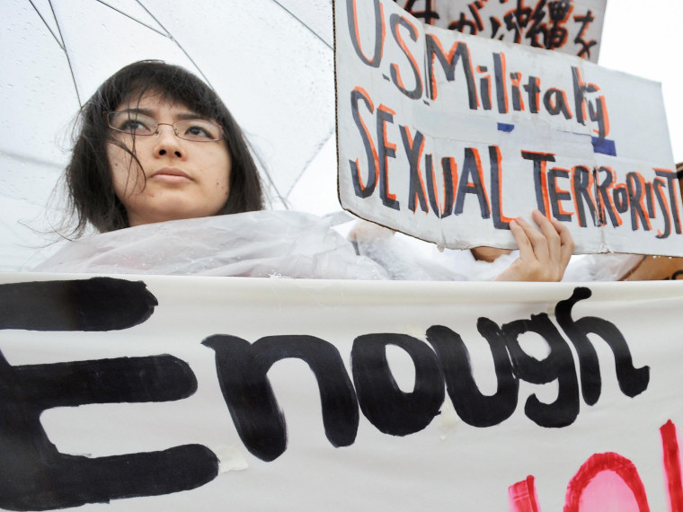 A protest rally against the US military in 2008 (Photo by Toru Yamanaka/AFP/Getty Images)