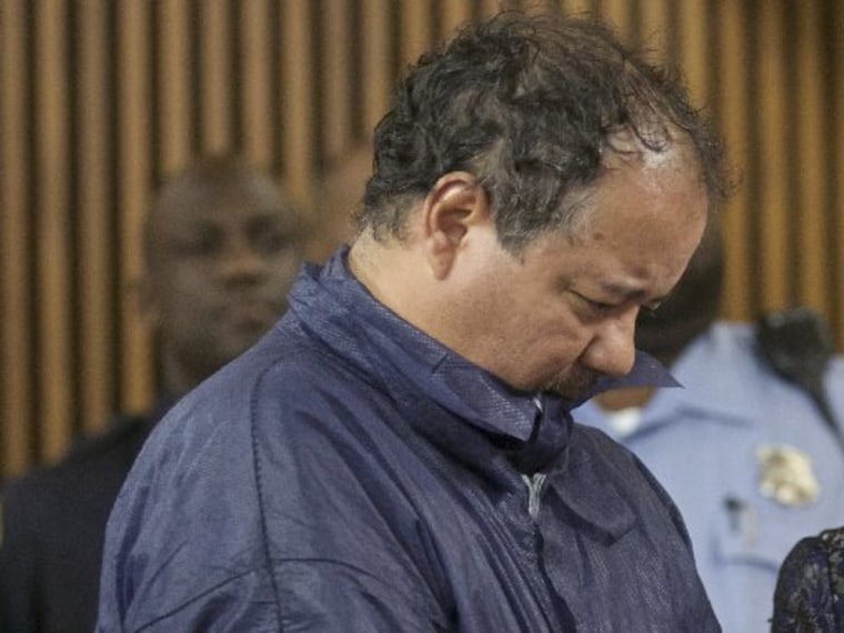 Ariel Castro appears in court for his initial appearance in Cleveland, Ohio, May 9, 2013. Castro, 52, a veteran school bus driver fired from his job last fall, was formally charged with kidnapping and raping the three women who were rescued from his...