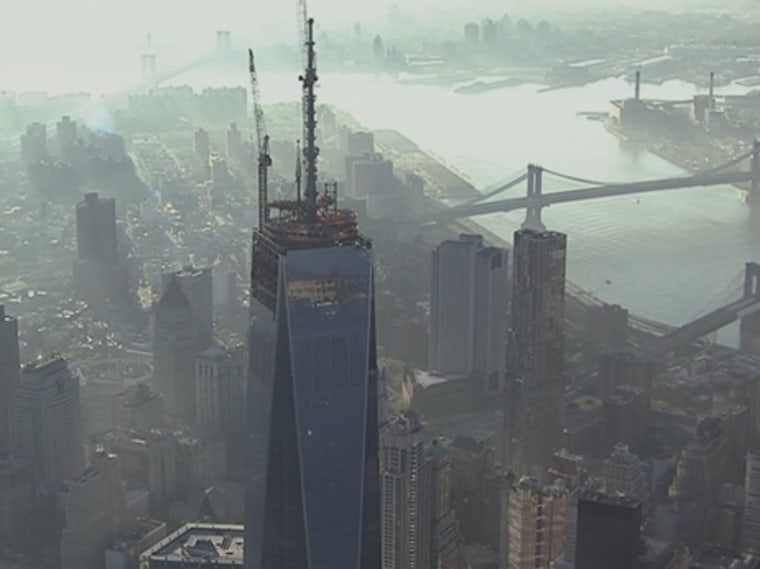 Video captures the World Trade Center on the morning its final spire will placed atop it, Friday, May 10, 2013. Courtesy Morning Joe