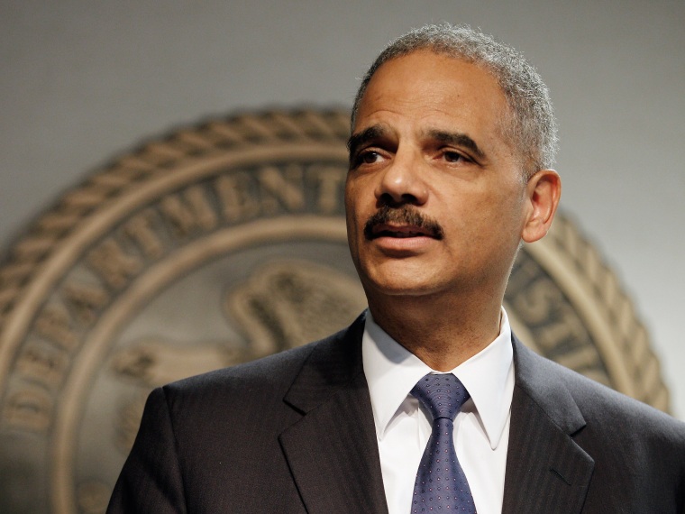 File Photo: Attorney General Eric Holder addresses the media following a vote in the House of Representatives at the U.S. Attorney's Office Eastern District of Louisiana office on June 28, 2012 in New Orleans, Louisiana. (Photo by Chris Graythen/Getty...