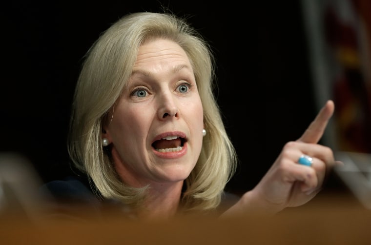 File photo: New York Sen. Kirsten Gillibrand questions U.S. military leaders while they testify before the Senate Armed Services Committee on pending legislation regarding sexual assaults in the military June 4, 2013 in Washington, D.C. (Photo by: Win...