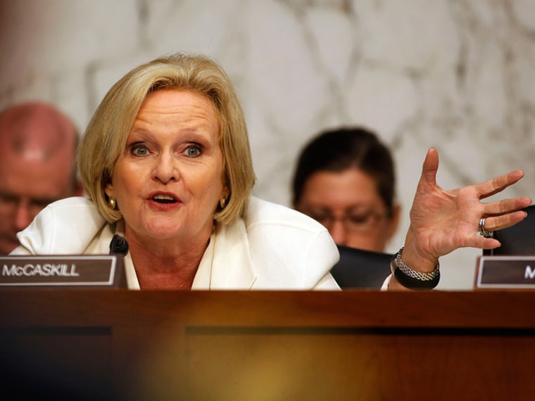 Claire McCaskill speaks about pending legislation regarding sexual assaults in the military at a Senate Armed Services Committee on Capitol Hill in Washington on June 4, 2013. (Photo by Larry Downing/Reuters)