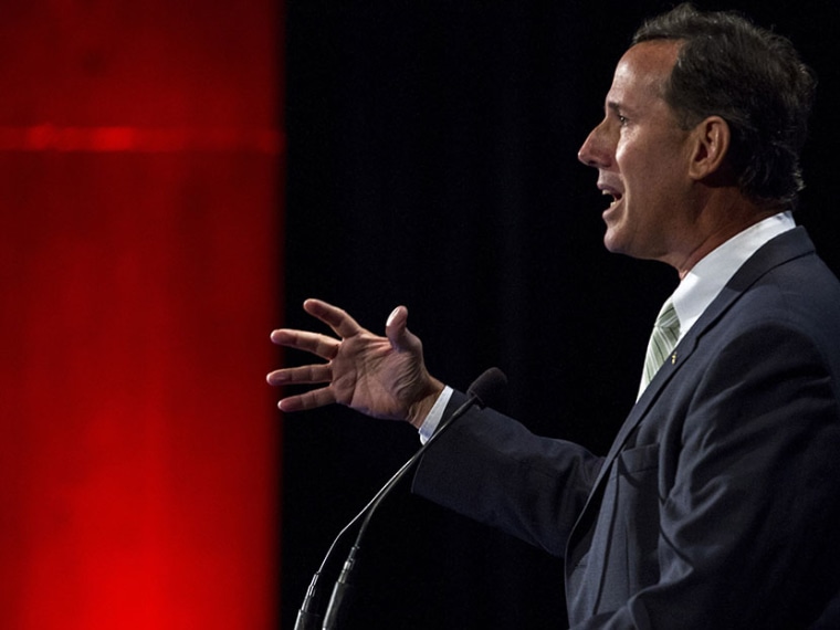 Former Sen. Rick Santorum speaks during the family leadership summit in Ames, Iowa Saturday Aug. 10, 2013. (Justin Hayworth/AP)