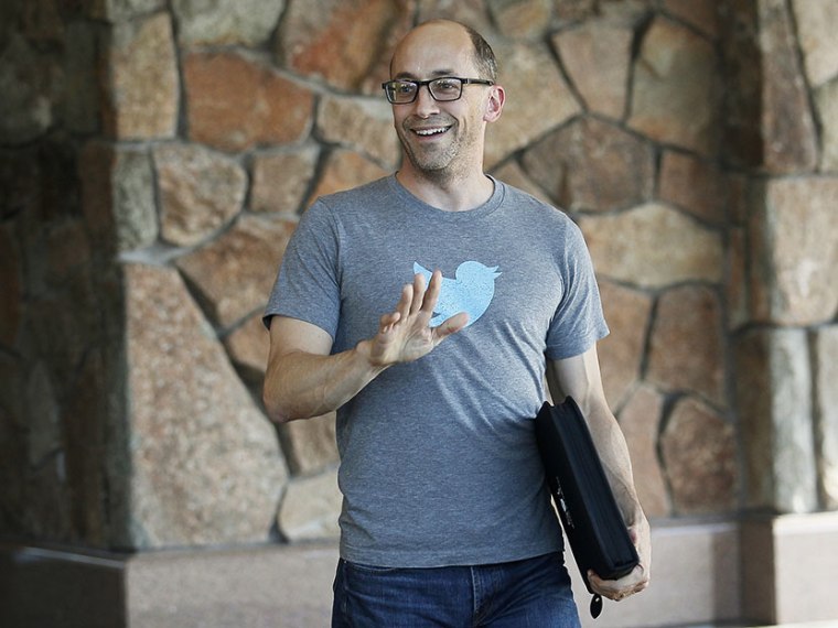 Dick Costolo, CEO of Twitter, sports the company's logo on his T-shirt as he arrives at the annual Allen and Co. conference in Sun Valley, Idaho July 9, 2013. (Photo by Rick Wilking/Reuters)