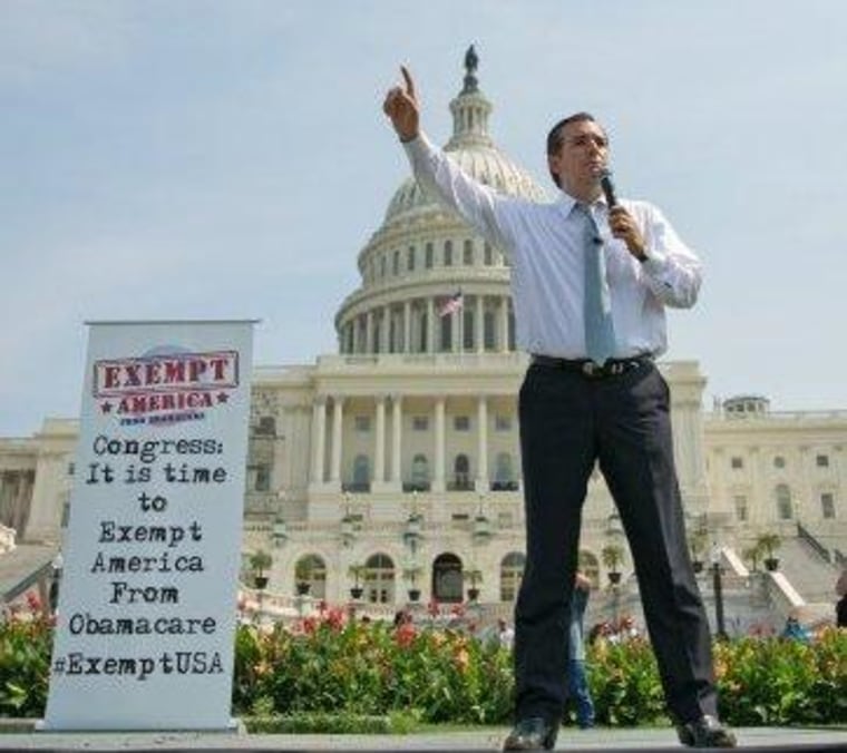 Sen. Ted Cruz (R-Texas) rallies anti-healthcare activists in DC yesterday.