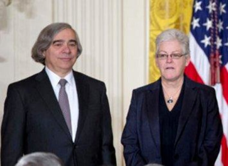 Energy Secretary Ernest Moniz, left, and EPA Director Gina McCarthy, right