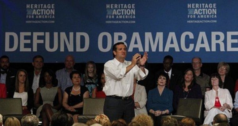 Sen. Ted Cruz (R-Texas) at an anti-healthcare rally sponsored by Heritage Action in August.