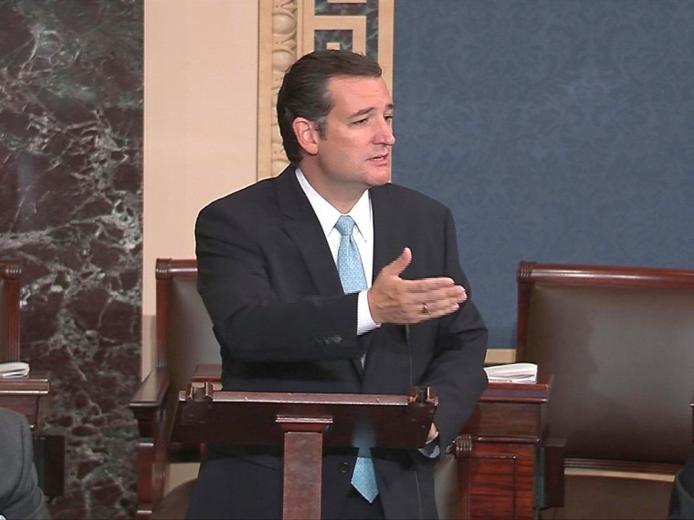 Image: Senate TV video grab shows U.S. Senator Cruz  speaking on the Senate floor on Capitol Hill in Washington
